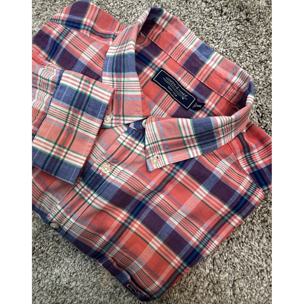 Vineyard Vines Men’s Classic Fit Plaid Madras Long Sleeve Button Up Size XXL